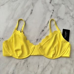 Kate Spade Nwt Cadmium Yellow Pique Solids Underwire Scalloped Swim Bikini Top